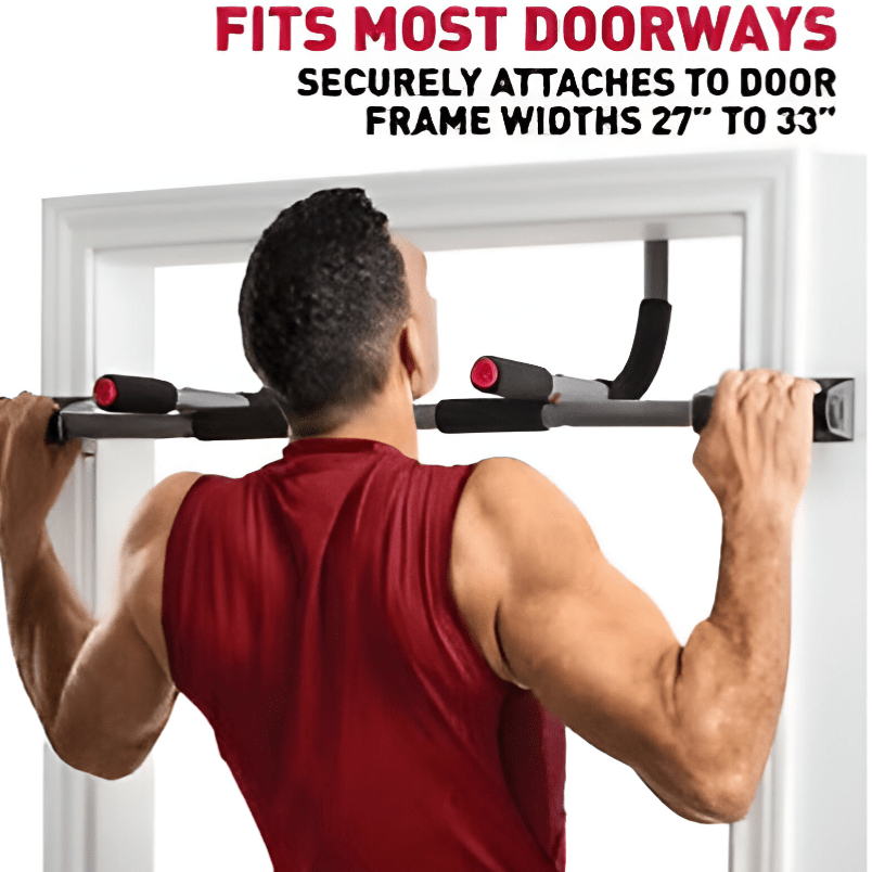 Home gym equipment Dubai including a pull-up bar that fits most doorways for versatile workouts at home